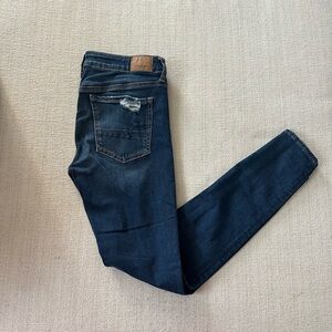 American Eagle Outfitters Dark Blue Ribbed Skinny Jeans